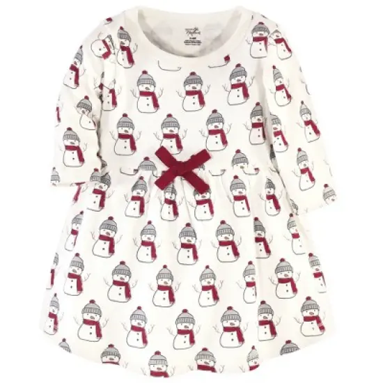 Touched by Nature Baby and Toddler Girl Organic Cotton Long-Sleeve Dresses 2pk, Snowman image {2}