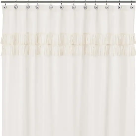 Sweet Jojo Designs Shower Curtain 72in.x72in. Boho Fringe Ivory image {3}