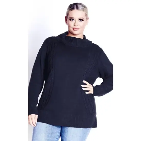 Women's Plus Size Rosie Cable Knit Sweater - navy | AVENUE image {7}
