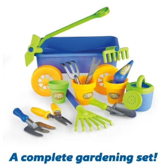 Kidoozie My First Gardening Set, Kids Gardening Tools, 15 piece set, Includes Wagon, Watering Can, Pots, and More, For Kids Ages  2 Years and Up image {2}