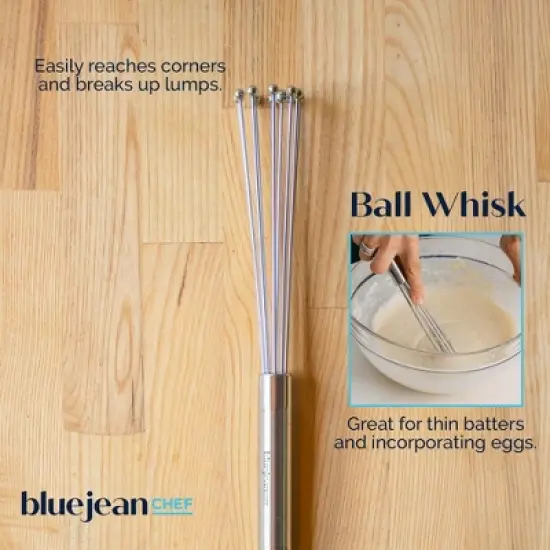 Blue Jean Chef 5-Piece Stainless-Steel Whisk Set, 5 Different Whisks: Cage Whisk, Ball Whisk, Roux Whisk, Sauce Whisk, Danish Dough Whisk image {4}