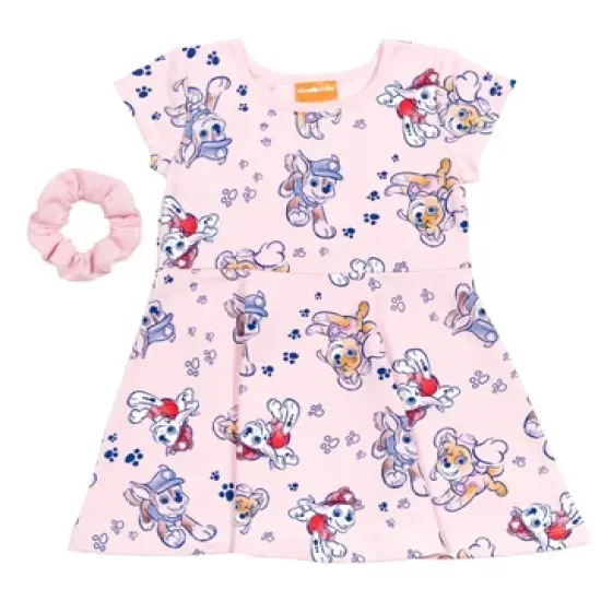 PAW Patrol Skye Chase Marshall Girls French Terry Skater Dress and Scrunchie Little Kid to Big Kid image {12}