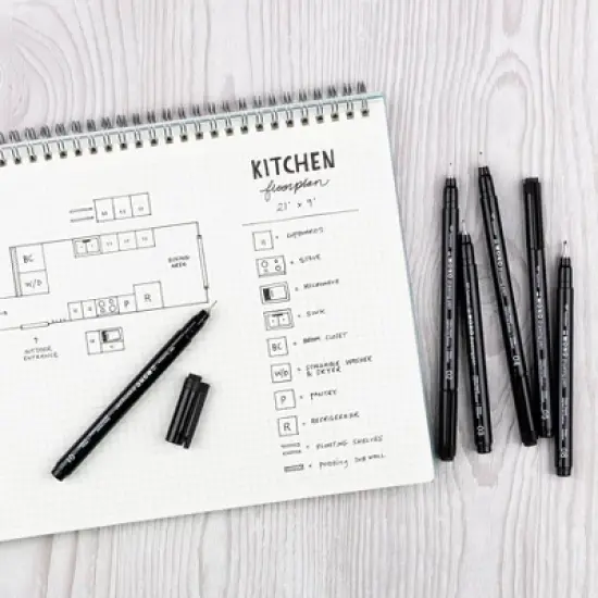 6ct MONO Drawing Pens Black - Tombow: Quick Drying, Durable Tip, Technical & Illustration Pens, Bold to Extra Fine Points image {7}