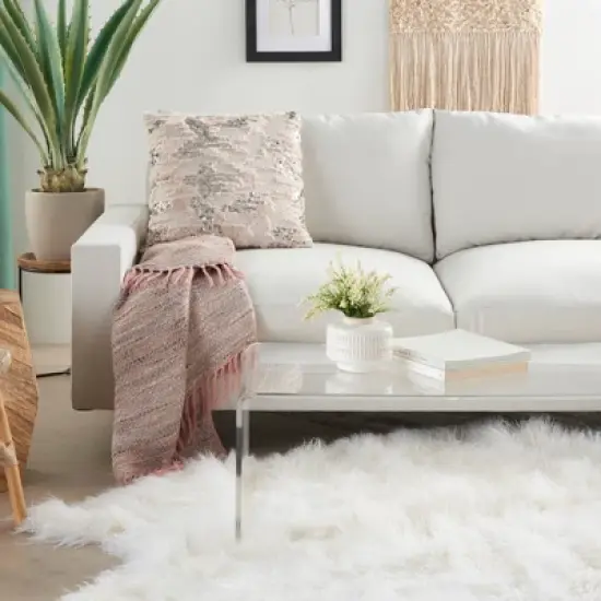 Sofia Faux Fur Sequins Throw Pillow - Mina Victory image {4}