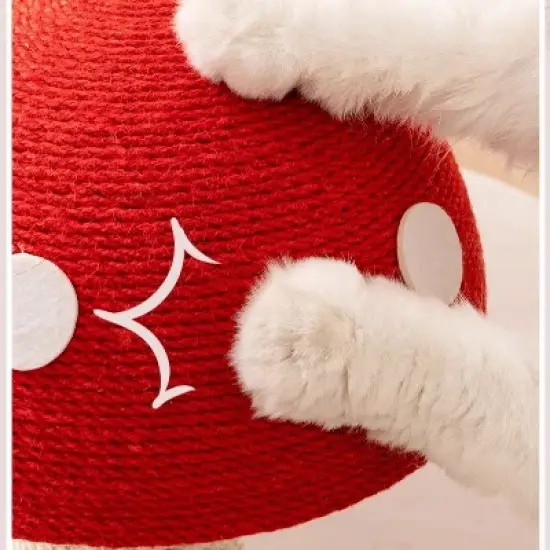 Fairyland&trade; - Mushroom Cat Scratching Post with Spinning Wood Base & Interactive Balls &ndash; Natural Sisal Rope Cat Scratcher, 20.9" Tall image {3}