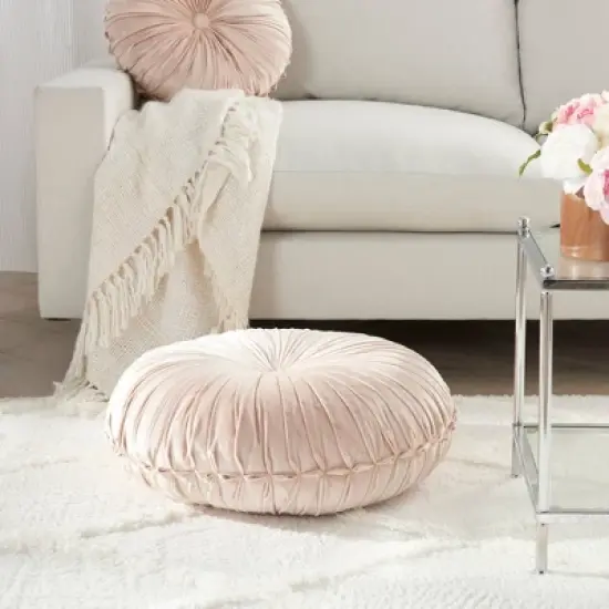 Sofia Pin Tuck Velvet Round Floor Cushion - Mina Victory image {2}
