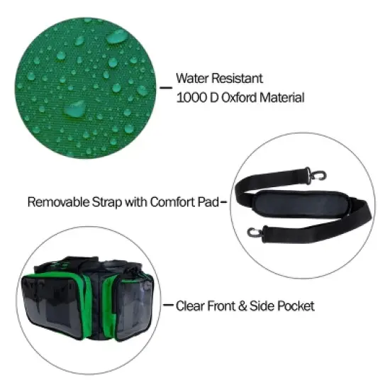 Leisure Sports Tackle Bag for Fishing - Soft Sided Tackle Box and Accessory Pack - Shoulder Strap and All-Weather Water-Resistant Canvas (Green) image {2}