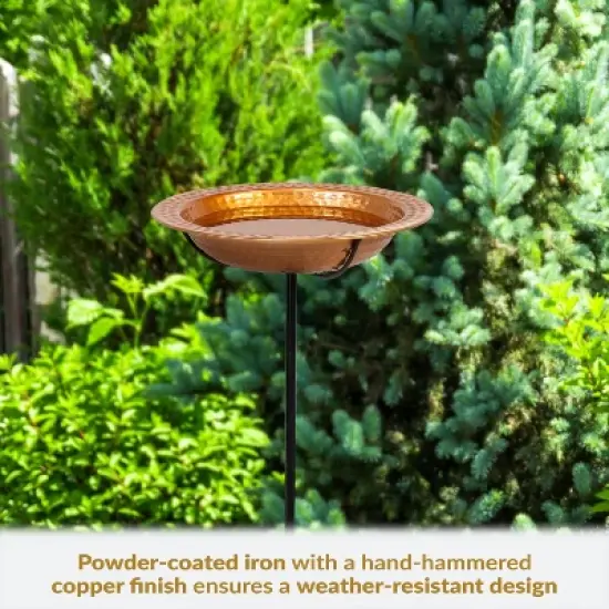 Sunnydaze Outdoor Staked Bird Bath or Bird Feeder with Copper Finish and Step-In Stake - 38" image {3}