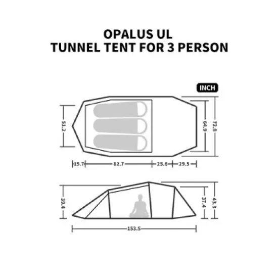 Naturehike Opalus 3 Person Tunnel Tent - Lightweight 4-Season Backpacking Tent with Vestibule,Double Wall Waterproof for All-Weather Performance image {2}