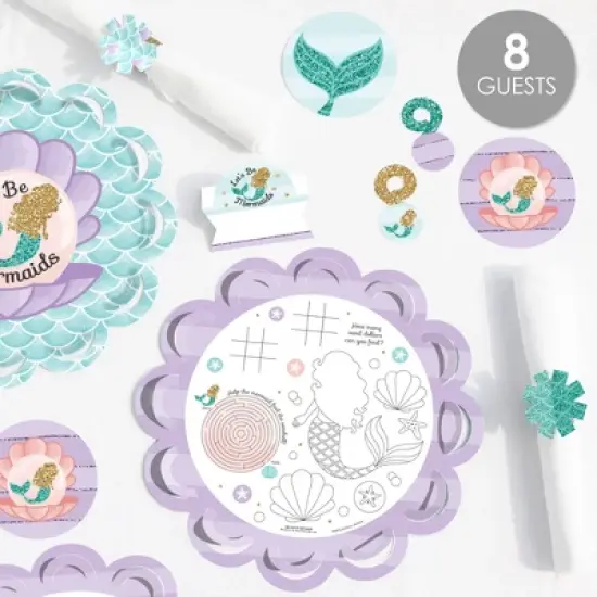 Big Dot of Happiness Let's Be Mermaids - Happy Birthday Party Supplies Kit - Ready to Party Pack - 8 Guests image {1}
