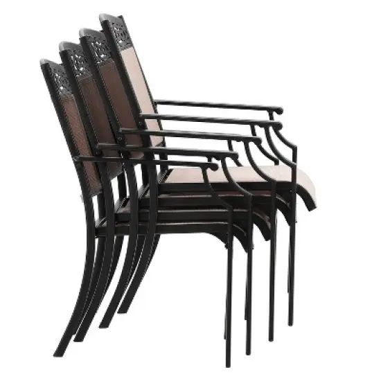 7pc Outdoor Dining Set with Sling Chairs & Large Rectangle Table with Umbrella Hole - Captiva Designs image {5}