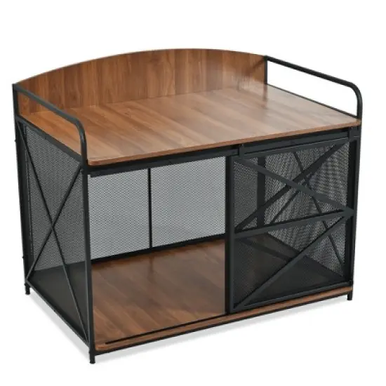 Heavy Duty Large Dog House Dog Crate Wooden Cage Indoor Kennel Furniture Decorative Pet House Dog Shelter Side Table End Table, Brown/Gray+Black-Moder image {7}