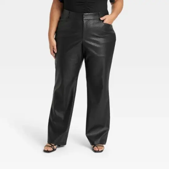 Women's Faux Leather High-Rise Flare Pants - Ava & Viv&trade; image {3}