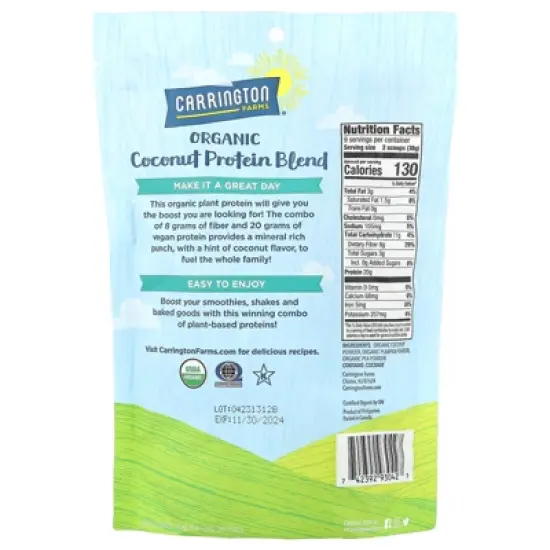 Carrington Farms Organic Coconut Protein Blend, 12 oz (340 g) image {1}