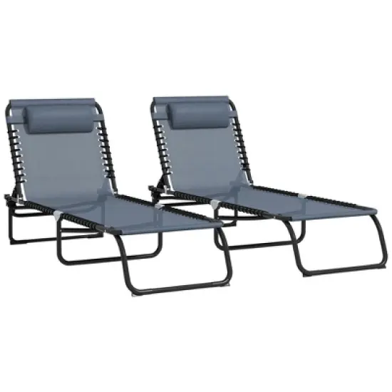 TIRAMISUBEST 4-Position Folding Chaise Lounge Chair with Breathable Mesh for Beach, Pool, Patio & Backyard - Gray image {2}