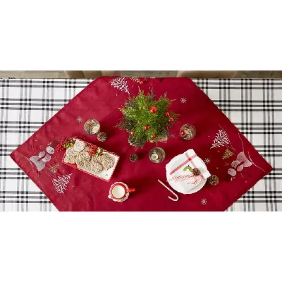 Design Imports  Christmas Embroidered Tablecloth, Snowman, 40X40" image {7}