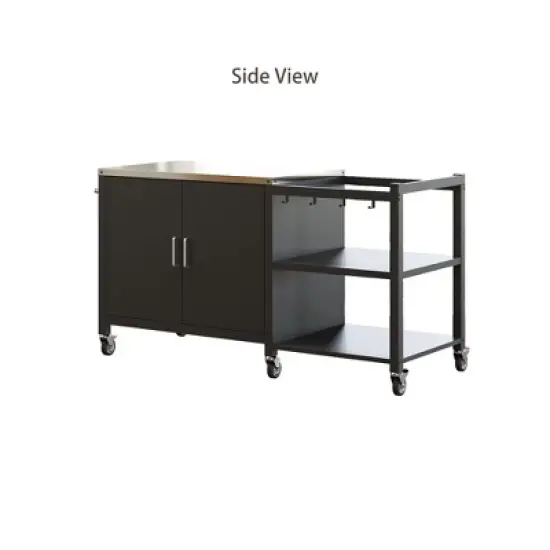 FUFU&GAGA Outdoor Serving Carts Grill Prep Station Lockable Wheels Stainless Steel Outdoor Kitchen BBQ Grill Table Bar Cart image {5}