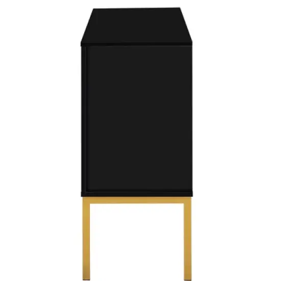 Sideboard With Faux Rattan Door And Metal Legs - ModernLuxe image {9}