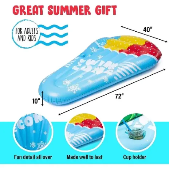 Giant Snow Cone Inflatable Pool Float, 72x40x10 Pool Float Ride On, Snow Cone Inflatable Float, Fun Beach Floaties, Party Toys image {2}