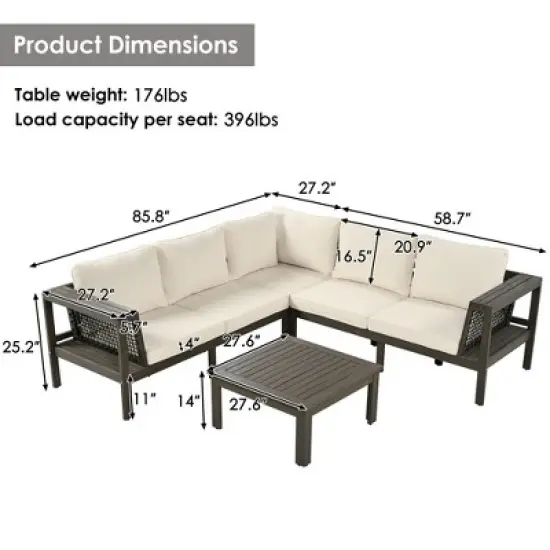 INFURNIC Patio Seating Sets, Outdoor Chair with Premium Cushion, Weatherproof Single Sofa for Garden Balcony Poolside, Gray, 85.8"*85.9"*25.2" image {3}
