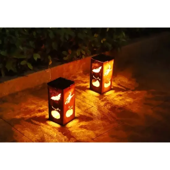 Techko Maid LED Solar 10.8" Portable Halloween Cut Out Decorative Outdoor Lantern Clear image {8}