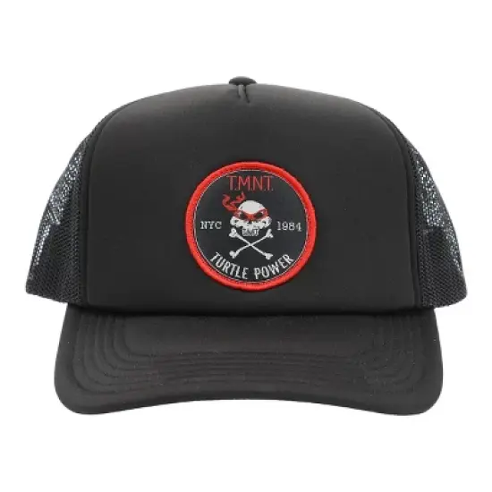 TMNT Classic Retro Cartoon Turtle Power Black Unisex Adult Quickturn Foam Trucker Hat image {1}