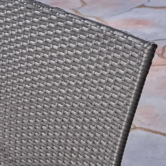 Sanders 3pc Acacia Wood & Wicker Bistro Set - Gray - Christopher Knight Home image {5}