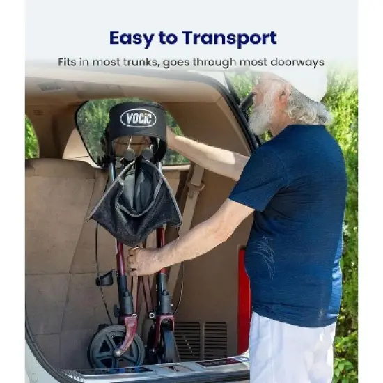 Walkers-for-Seniors-with-Seat,Folding Rolling Walker with Wheels,support 300lbs-Blue image {6}