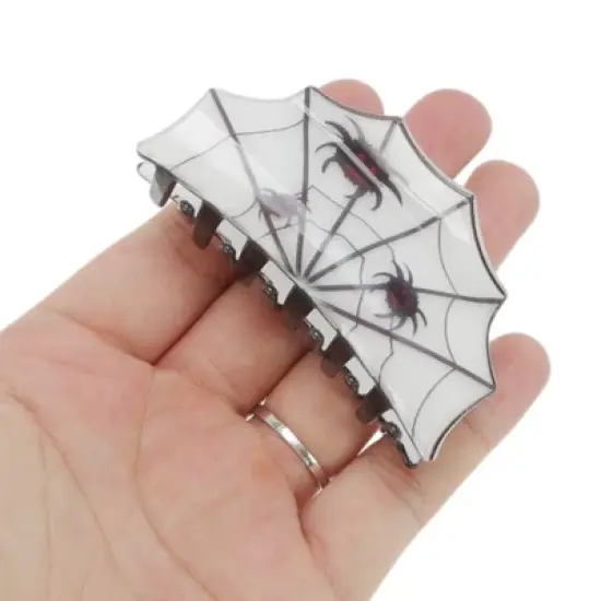 Unique Bargains Halloween Spiderweb Design Claw Clip Black White 1 Pc image {3}