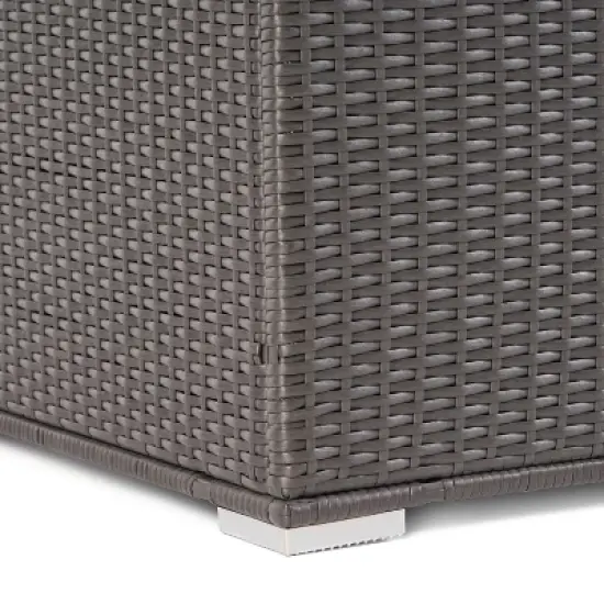 GDFStudio Avianna Outdoor Wicker and Iron Square Storage Box image {7}