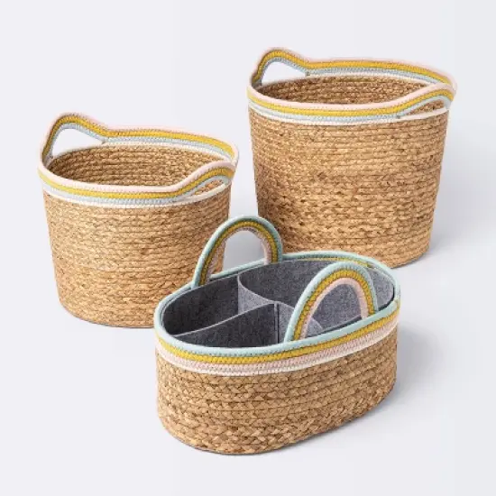 Natural Woven Round Storage Bin with Coiled Rope Handle - Cloud Island&trade; M image {3}