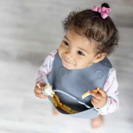 Busy Baby Silicone Stop-Drop Travel Bib with Tethers & Utensils image {3}