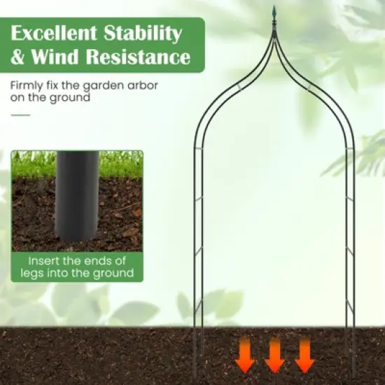 Tangkula Garden Arbor Gothic Style Decorative Metal Garden Arch Outdoor Patio Pergola for Vine Rose Climbing image {5}