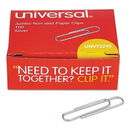 Universal Jumbo Nonskid Paper Clips Silver 100/Pack 10 Packs/Box ( AZRUNV72240) image {5}