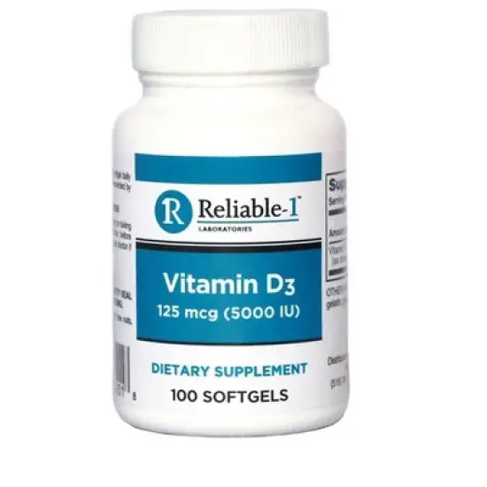 Reliable 1 Vitamin D3 5000UI Softgels, 100 Ct image {3}