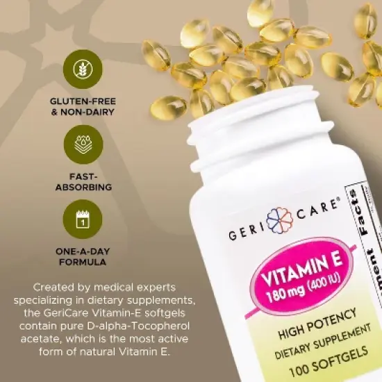 Gericare Vitamin E 400IU Softgels, 100 Ct image {3}