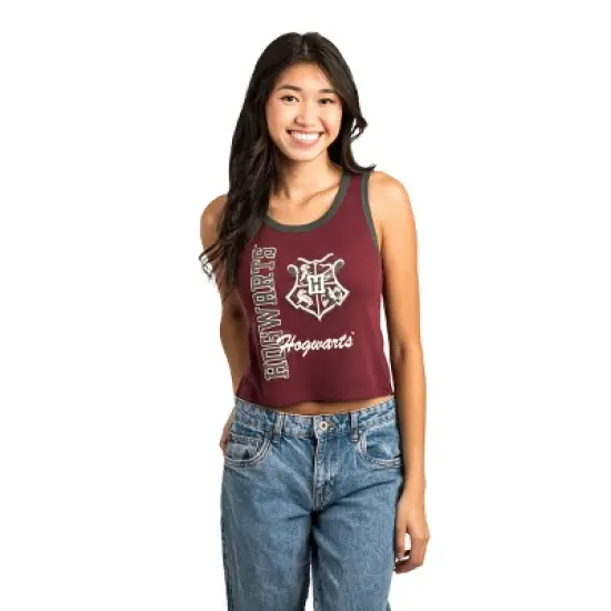 Harry Potter Hogwarts Crest Sleeveless Cardinal Red Women's Chunk Rib Tank Top image {4}