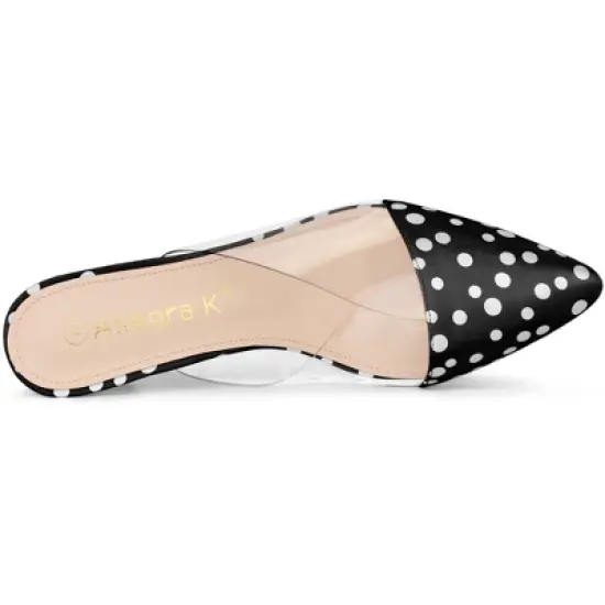 Allegra K Women's Polka Dots Clear Chunky Heels Slides Mules image {4}