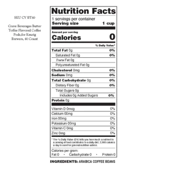 Crave Beverages Butter Toffee Flavored Coffee Pods,for Keurig Brewers, 40 Count image {2}