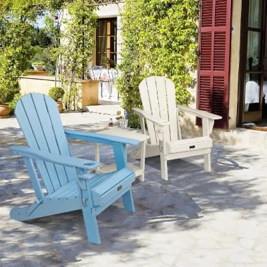 VINGLI HDPE Outdoor Side Table, Waterproof 2-Tier Patio Side Table End Tables for Patio Deck Porch Backyard Pool image {1}