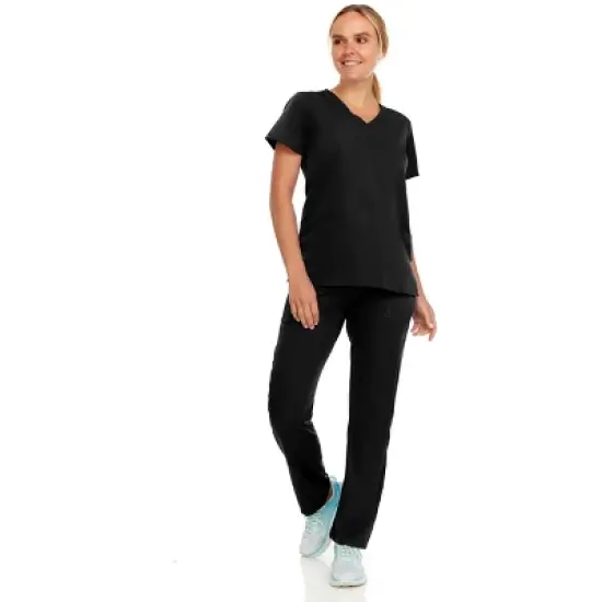Hey Collection Women Scrubs Set 4-Way Stretch Mock Neck Top with Straight Leg Scrub Pants with Four Pockets image {3}