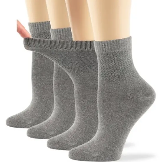 Women's Viscose Bamboo Diabetic QuarterNon-Binding Socks- L-M - 4 Pack - Black, Brown, White, Multicolors | 7BIGSTARS KINGDOM image {7}