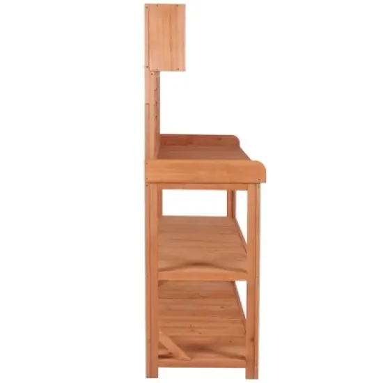 Gulches 65" Forest Natural Farmhouse Garden Potting Bench with Planter Stands and Holders image {11}