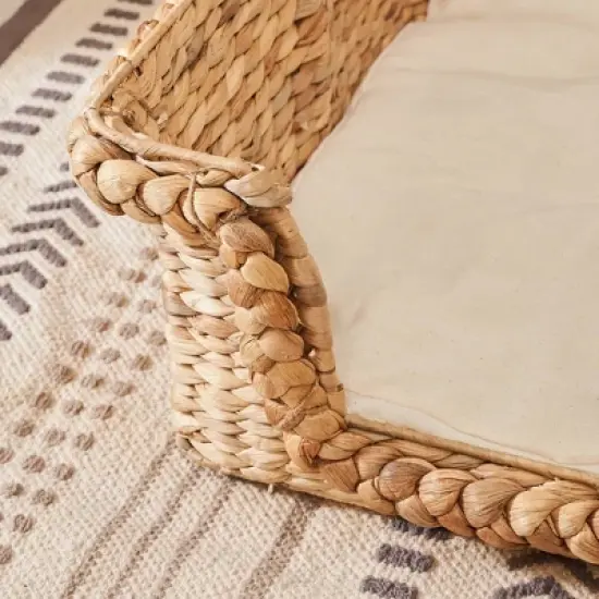 Vifah Kylie Hand-Woven Water Hyacinth Cat House with Cushion - M/L - 21" - Brown image {5}