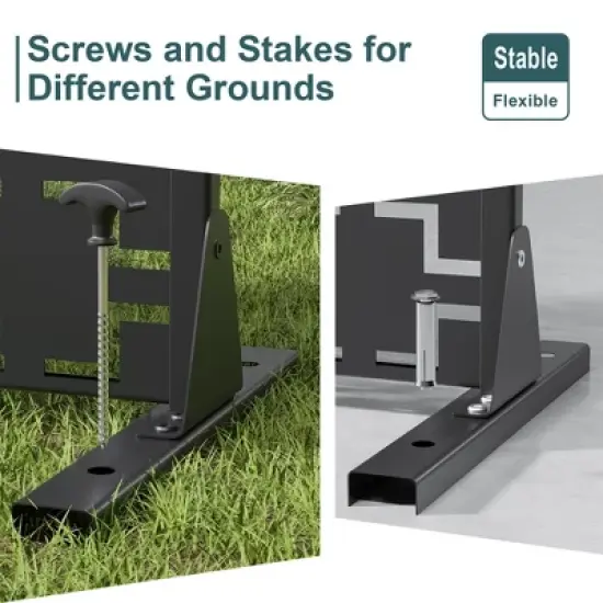 PexFix 72 in. x 47 in. Outdoor Metal Privacy Screen Garden Fence in Square Pattern in Black image {6}