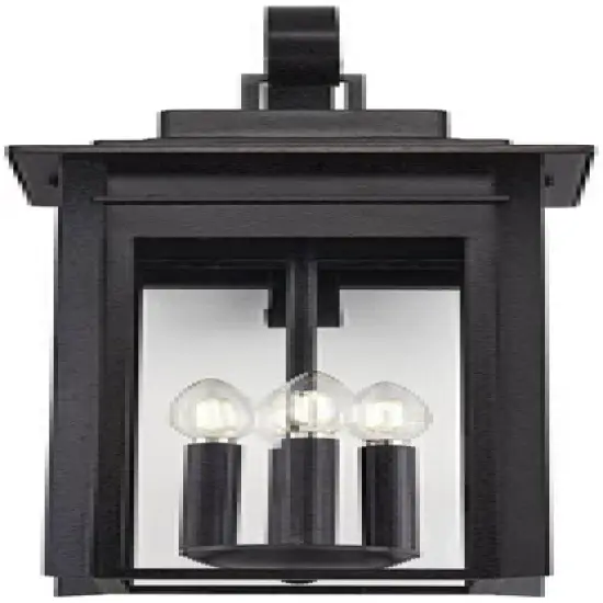 Franklin Iron Works Bransford 28 1/4" High Farmhouse Rustic Outdoor Wall Light Fixture Mount Porch House Scroll Black-Specked Gray Metal Glass Shade image {4}