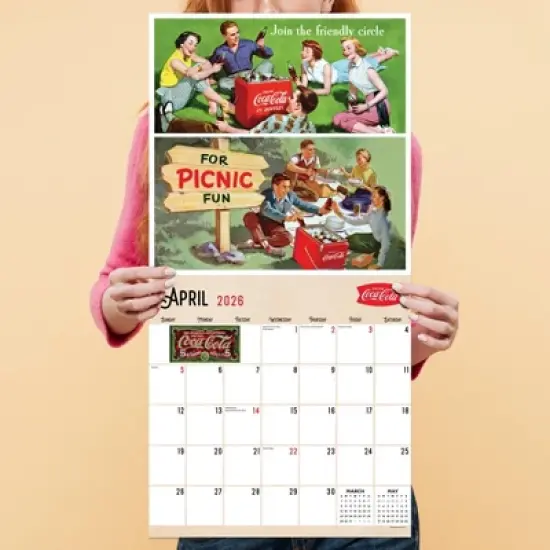 TF Publishing 13.5"x14.5" 2026 Coke Vintage Nostalgia Wall Calendar image {3}