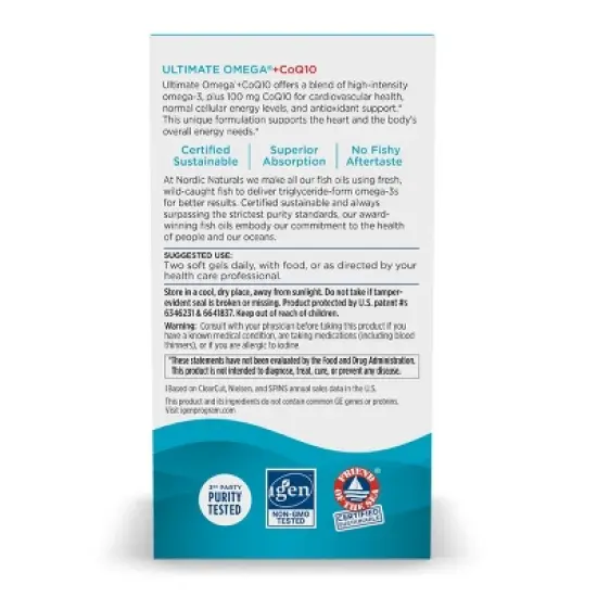 Nordic Naturals Ultimate Omega + CoQ10 Softgels Dietary Supplement - 60ct image {3}