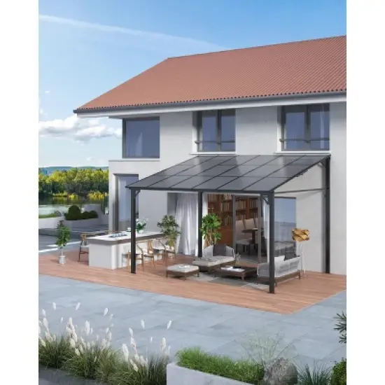 Outdoor Metal Reclining Gazebo Hardtop Reclining Pergola for Patios, Decks, Porches, Lawns and Backyards Wall Mounted Reclining Metal Awning image {7}