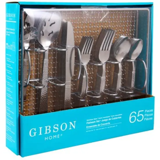 Gibson Home Prato 65 Piece Flatware Set Trumble Finish with Wire Caddy image {2}